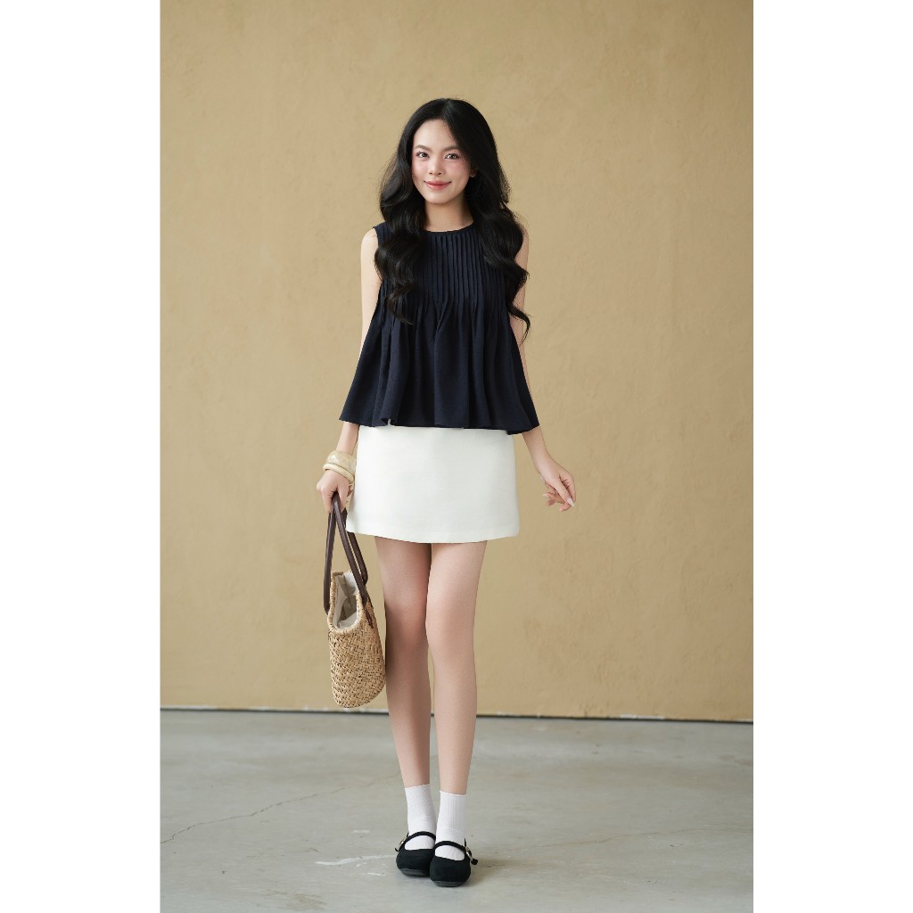 Áo kiểu babydoll nữ Delina Miều Est.2013 phong cách tiểu thư thanh lịch màu basic dễ phối đồ