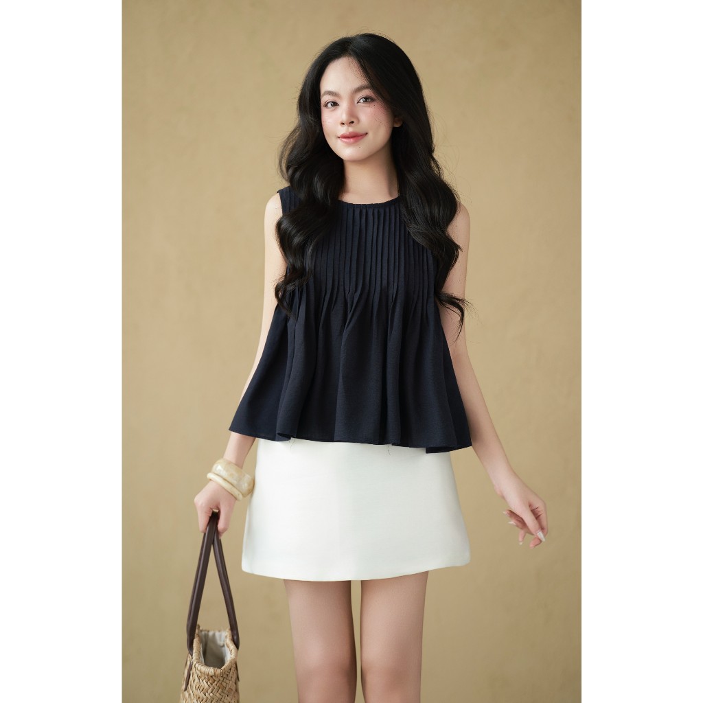 Áo kiểu babydoll nữ Delina Miều Est.2013 phong cách tiểu thư thanh lịch màu basic dễ phối đồ
