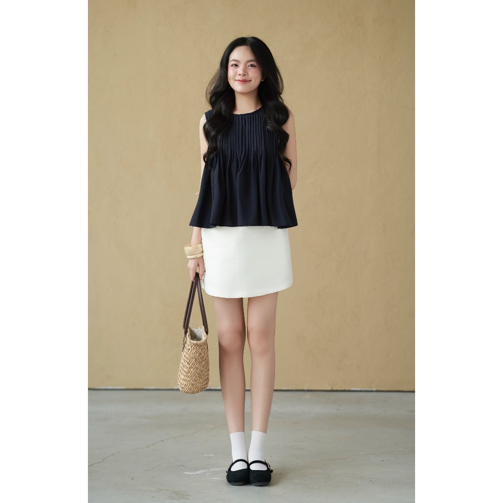 Áo kiểu babydoll nữ Delina Miều Est.2013 phong cách tiểu thư thanh lịch màu basic dễ phối đồ