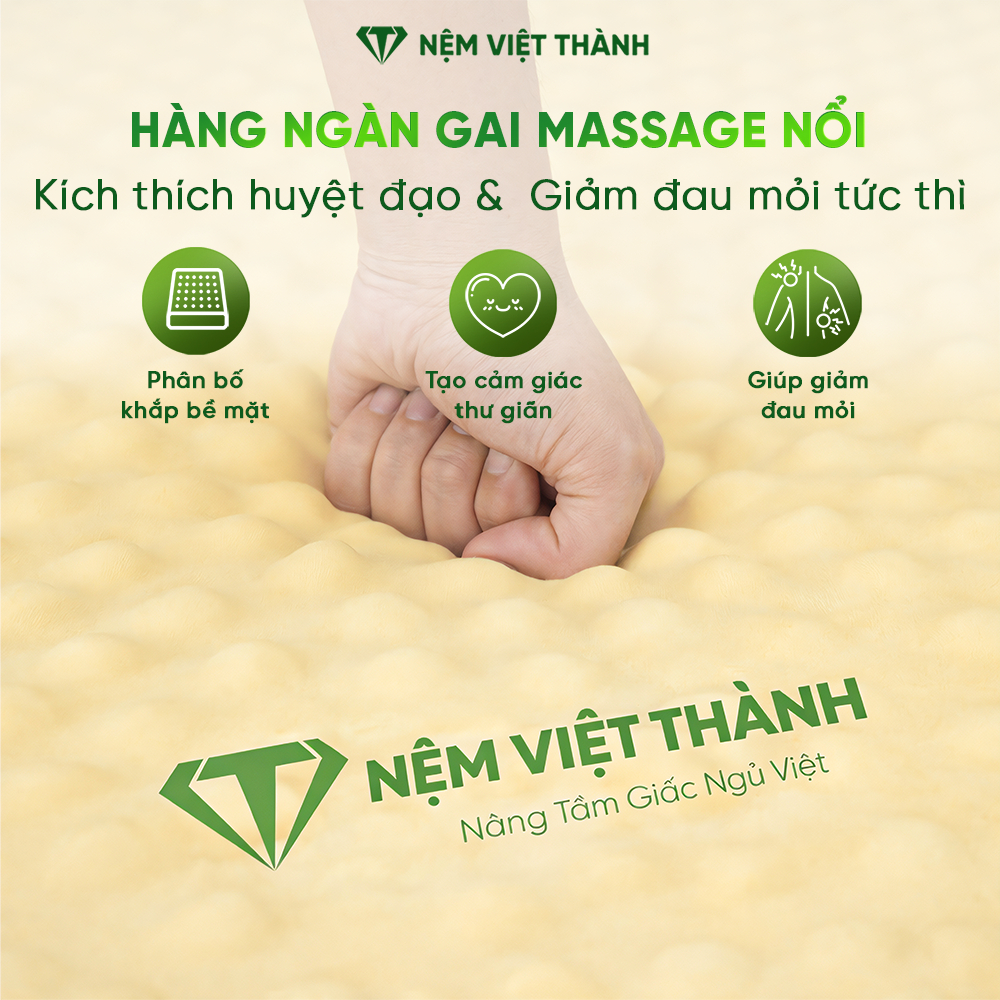 [MUA 1 TẶNG 7] Nệm Foam Massage Việt Thành Nguyên Tấm, Nâng Đỡ Cơ Thể, Đàn Hồi, Êm Ái, Hỗ Trợ Xương Khớp Tốt.