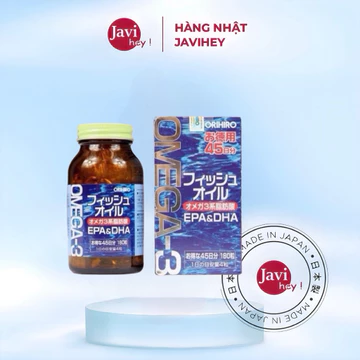 Dầu Cá Orihiro fish oil, Omega 3 EPA & DHA Orihiro Nhật Bản Hộp 180 Viên Thông Minh, Mắt Sáng