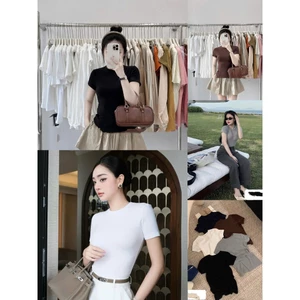 Áo Phông Nữ Ôm Body Cổ Tròn CHEZI HOUSE, Áo Thun Basic Cộc Tay Co Giãn 4 Chiều Mềm Mịn Tôn Dáng #HA5