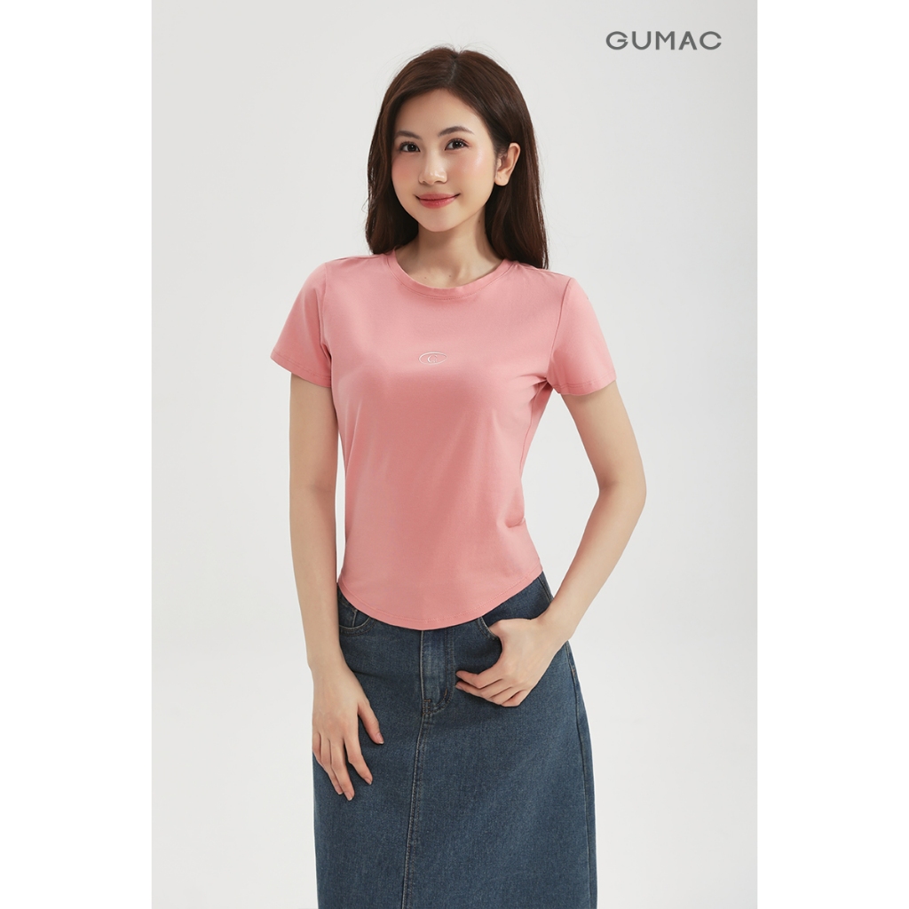 Áo Thun Nữ Cổ Tròn GUMAC Form Slim Cơ Bản Chất Cotton Co Giãn Dễ Phối YATD12002