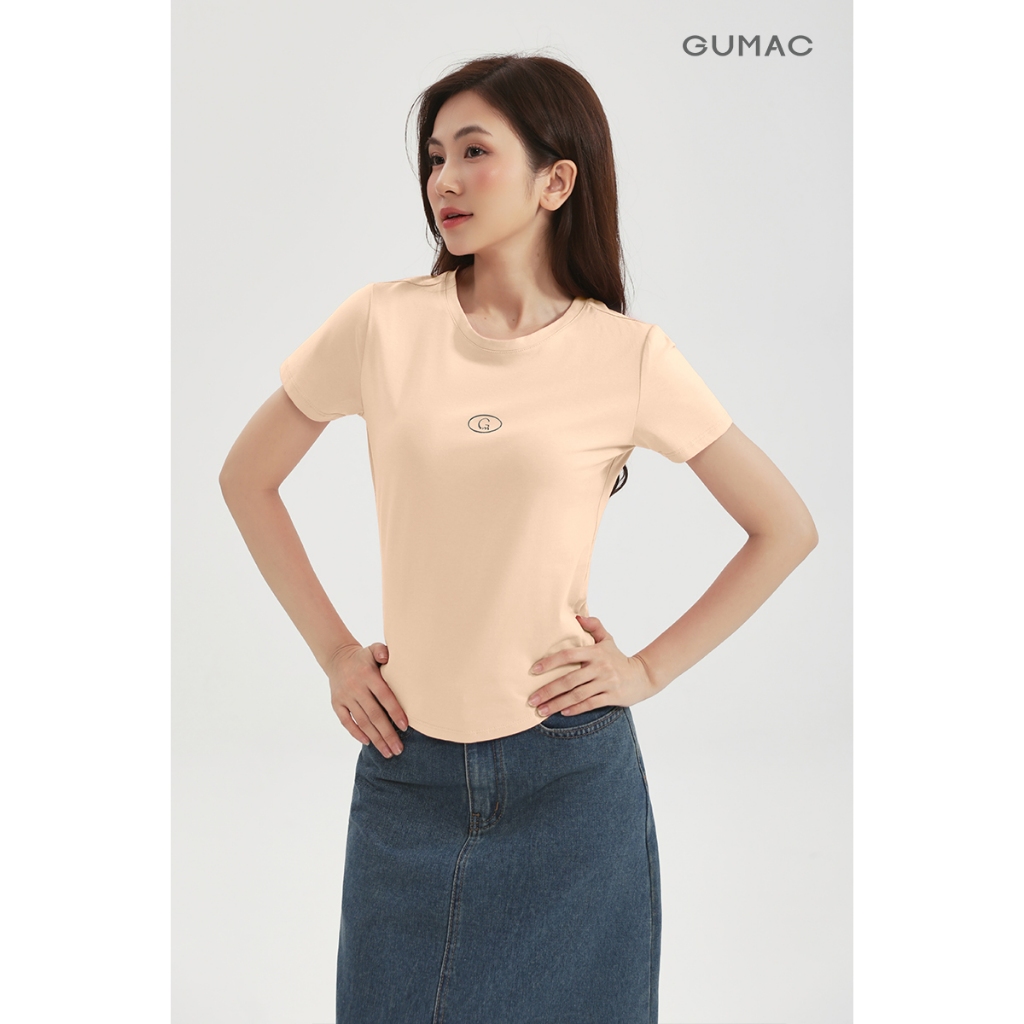 Áo Thun Nữ Cổ Tròn GUMAC Form Slim Cơ Bản Chất Cotton Co Giãn Dễ Phối YATD12002