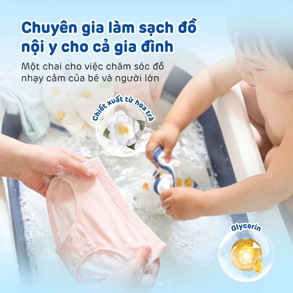 [Combo 3] Nước Giặt Aiwibi Đồ Lót và Cho Bé Bảo Vệ Quần Áo, Mềm Mại, Dịu Nhẹ, Không Gây Kích Ứng (1000ml)