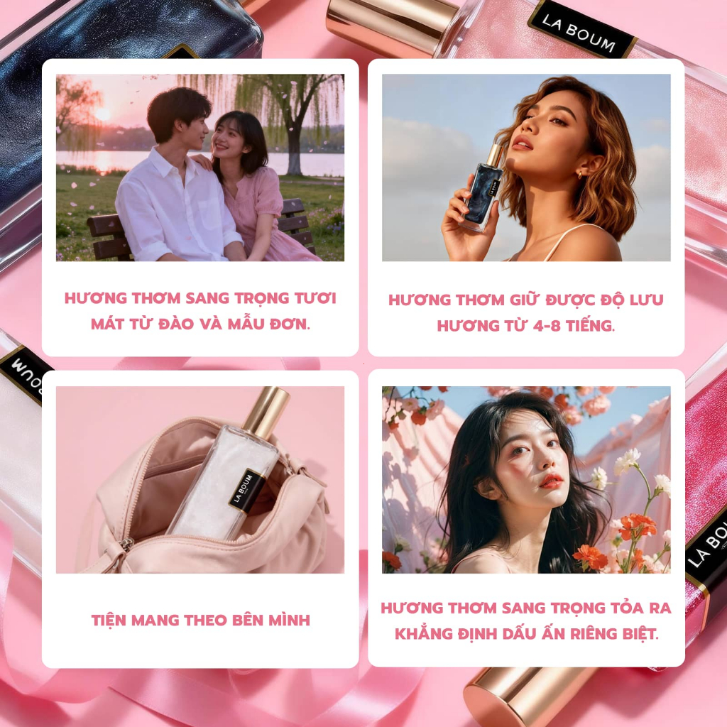 [Mua 4 Giảm 20%] LABOUM Nước Hoa Có Nhũ 50ML Thơm Lâu, Mùi Peach Unisex Hương Thơm Sang Trọng