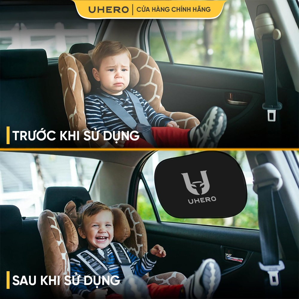 Tấm chắn nắng ô tô UHERO dính tĩnh điện, Gấp Gọn 3 Giây, phù hợp mọi loại kính xe UTCN
