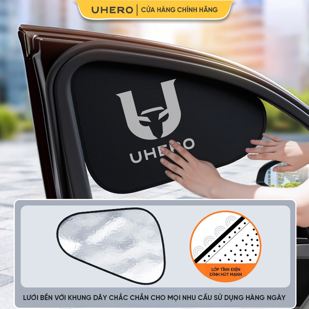 Tấm chắn nắng ô tô UHERO dính tĩnh điện, Gấp Gọn 3 Giây, phù hợp mọi loại kính xe UTCN