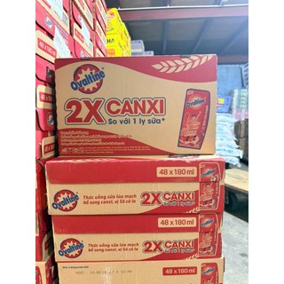 Thùng 48 hộp Sữa lúa mạch vị socola Ovaltine bổ sung canxi 180ml ( tặng 2 bình nước lúa mạch)