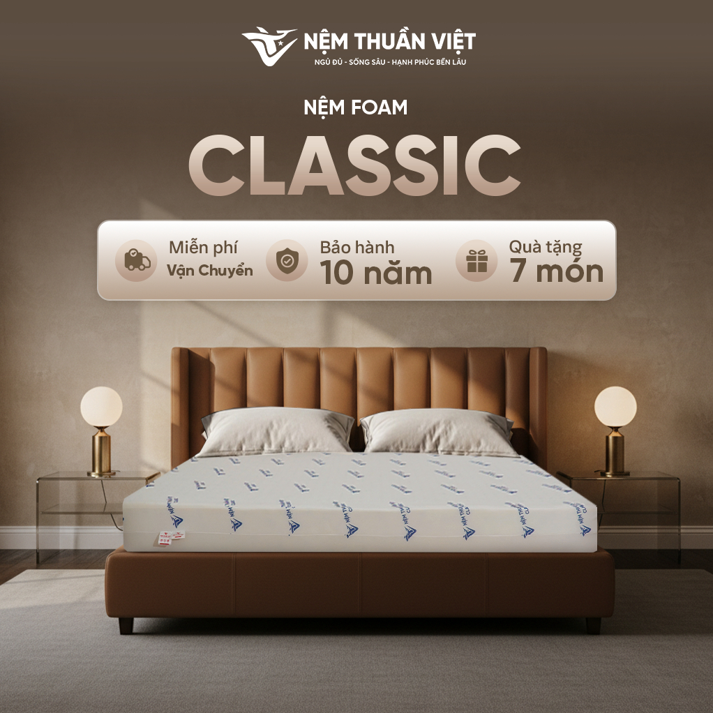 Nệm Foam Thuần Việt Classic - Chất Liệu Cao Cấp, Êm Ái, Thoáng Mát - Đầy Đủ Kích Thước