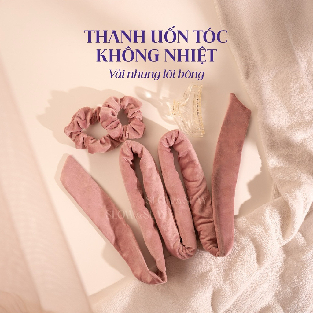 Thanh Uốn Quấn Tóc Xoăn Không Nhiệt Nhung Chính Hãng MỊN MÀNG VIỆT NAM Vải Lụa Lõi Bông Êm Ái