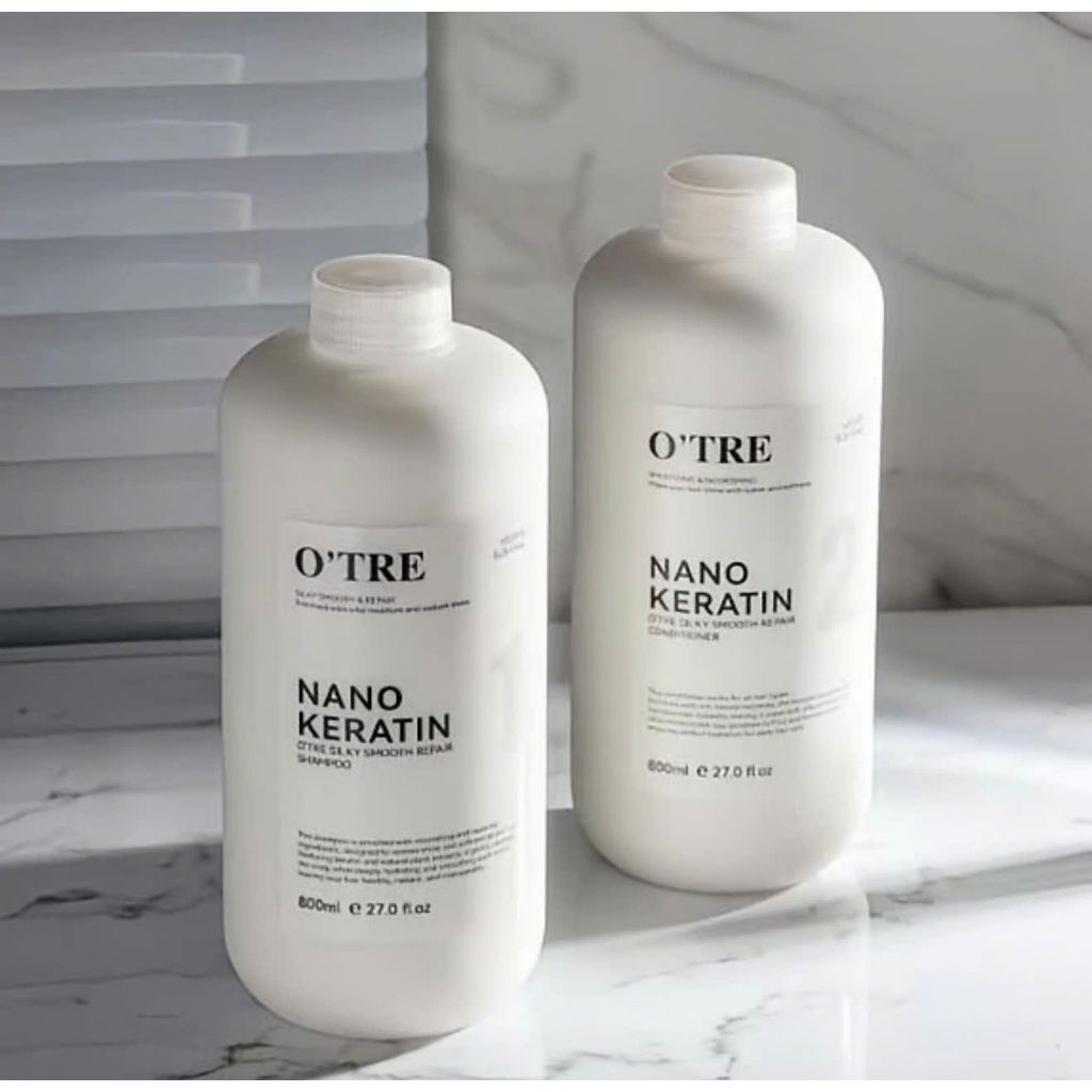 E16_ Bộ Dầu Gội Xả O’TRE Nano Keratin chai 800ml Siêu Mềm Mượt