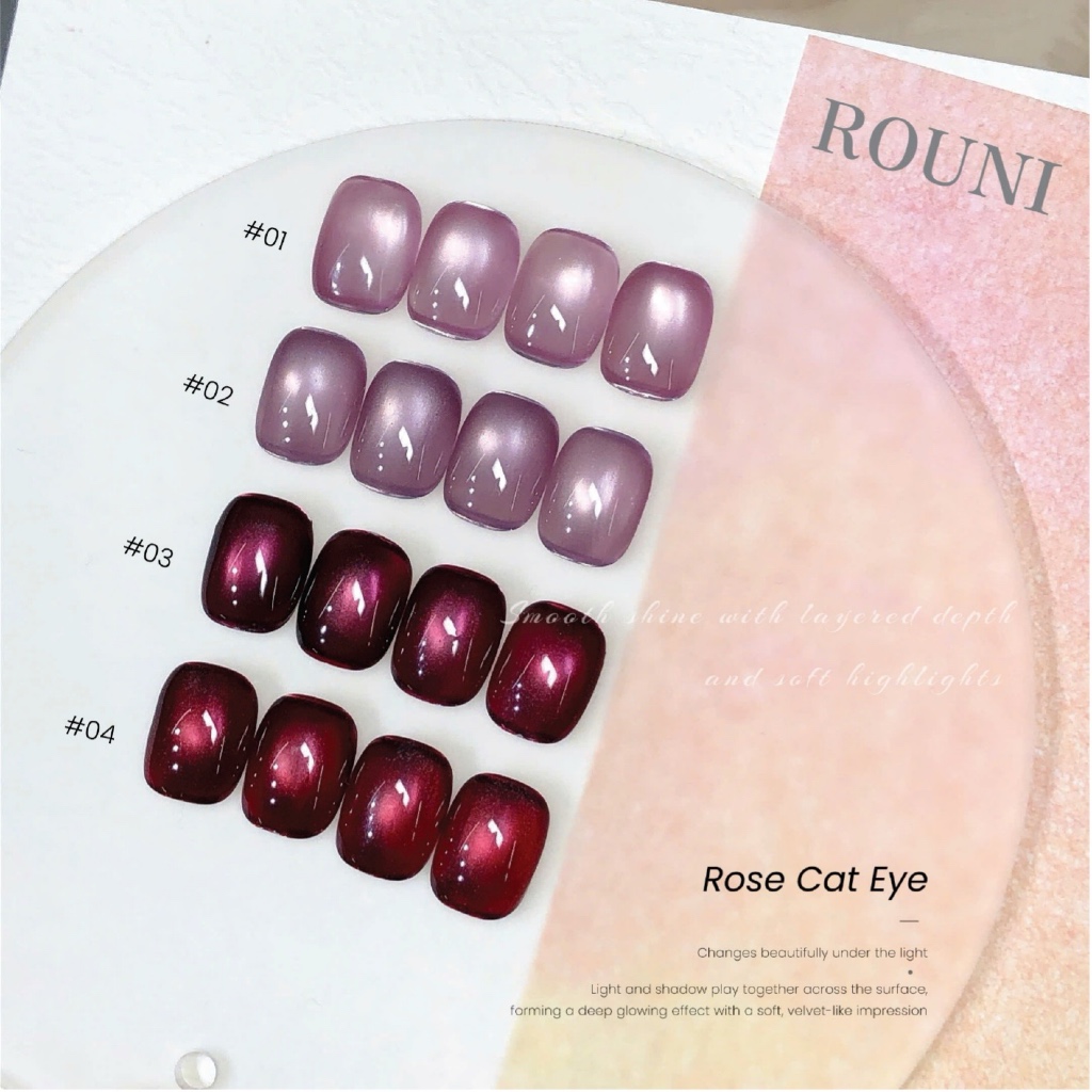 Sơn gel ROUNI Rose Cat Eye 2026 4 màu tone hồng cao cấp, chuyên dụng cho tiệm nail