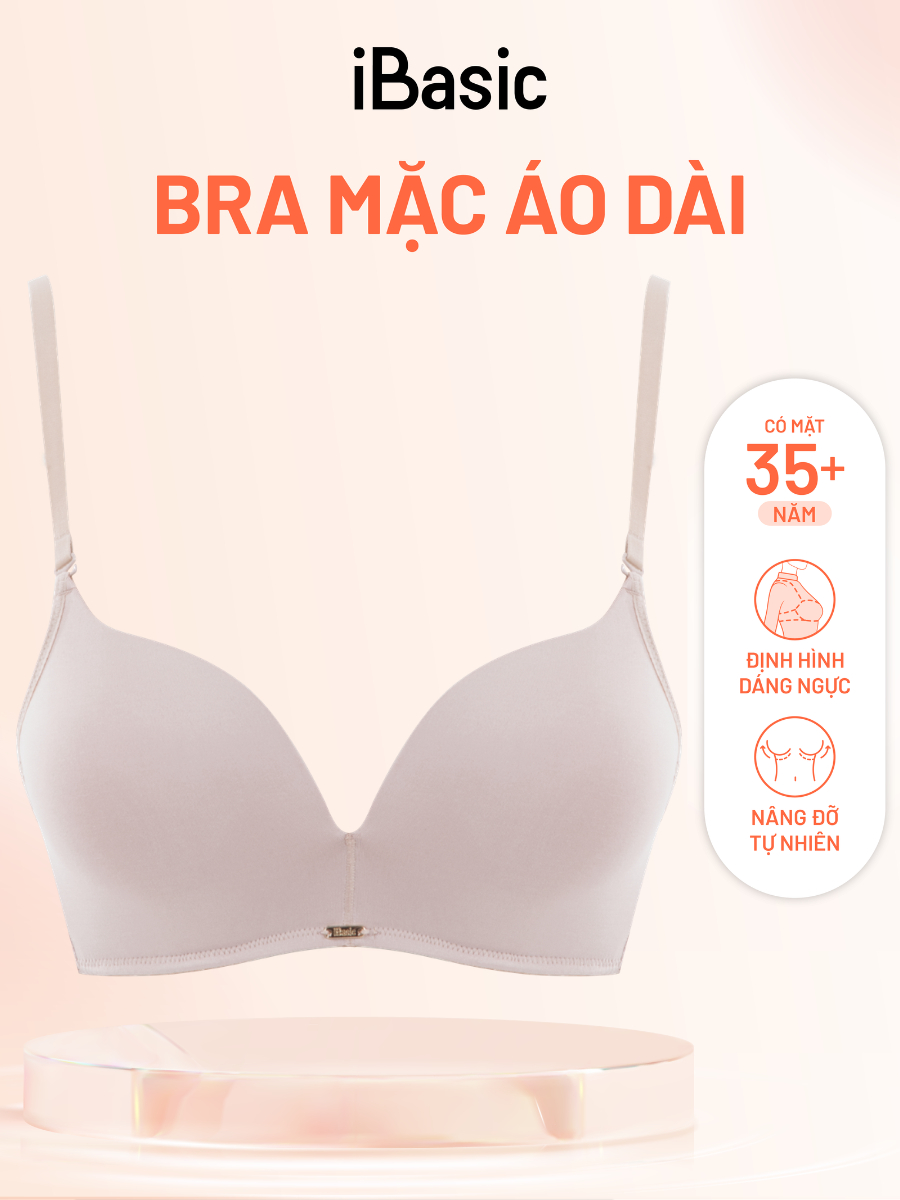 Áo ngực không gọng iBasic trơn mút dày 4 - 4,5cm phom cup T-Shirt ...