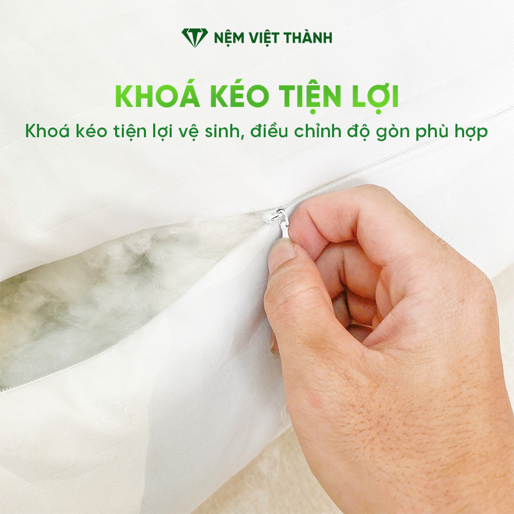 [CHUẨN KHÁCH SẠN] Gối Ôm Lông Vũ Việt Thành Thoáng Khí, Mềm Mịn, Không Xẹp, Không Vón Cục, Ôm Sát Cơ Thể, Có Khóa Kéo.