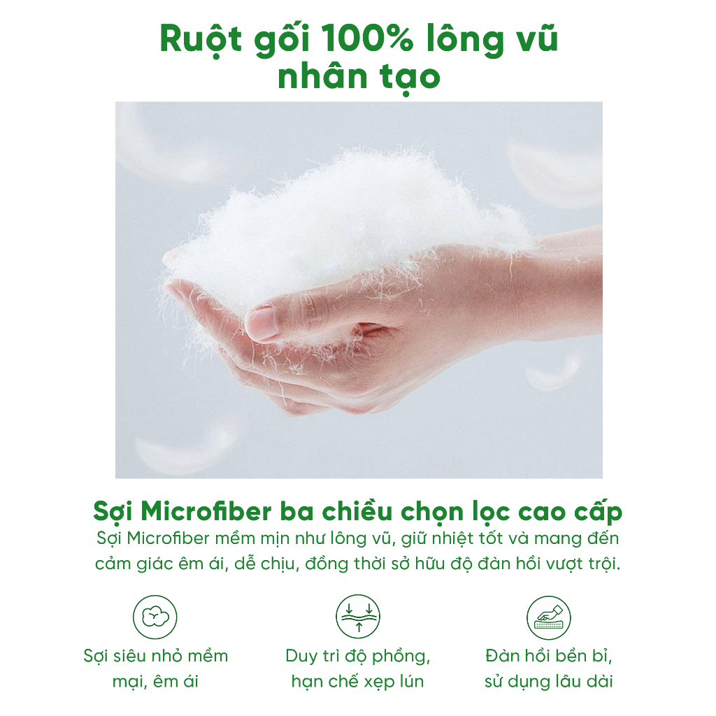 [CHUẨN KHÁCH SẠN] Gối Ôm Lông Vũ Việt Thành Thoáng Khí, Mềm Mịn, Không Xẹp, Không Vón Cục, Ôm Sát Cơ Thể, Có Khóa Kéo.