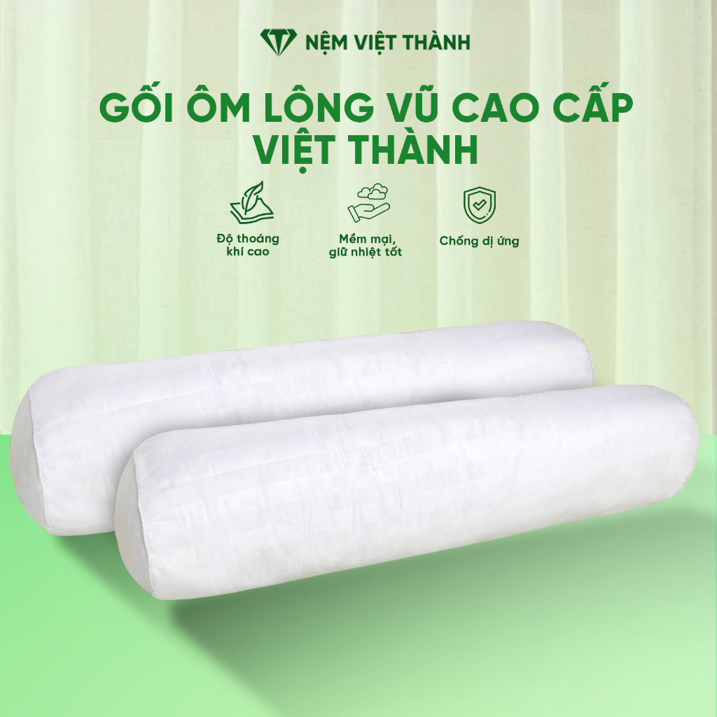 [CHUẨN KHÁCH SẠN] Gối Ôm Lông Vũ Việt Thành Thoáng Khí, Mềm Mịn, Không Xẹp, Không Vón Cục, Ôm Sát Cơ Thể, Có Khóa Kéo.