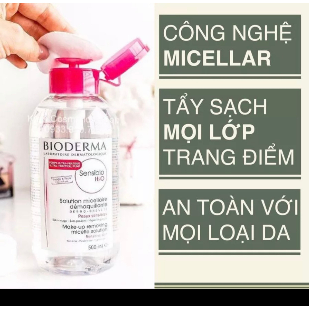 Nước Tẩy Trang Bioderma Crealine H2O Solution Micellaire Nắp Nhấn 500ml