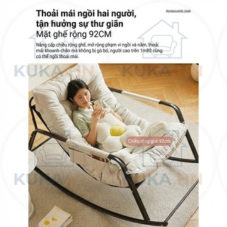 KUKA Ghế lười bập bênh phòng khách, có gác chân và túi đựng, vải công nghệ êm ái 1M45
