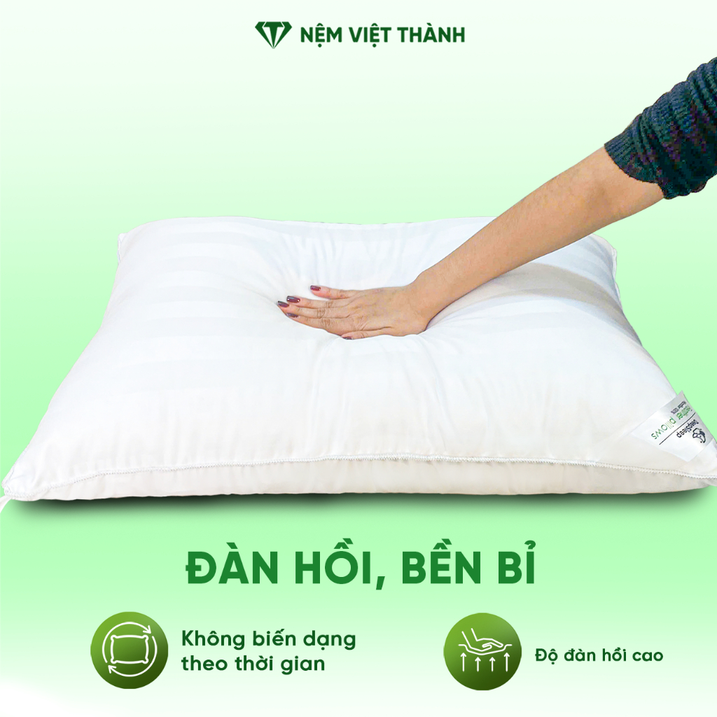 Gối nằm lông vũ Việt Thành cao cấp, chuẩn khách sạn 5 sao, bồng bềnh, êm ái, bảo vệ tốt sức khoẻ.