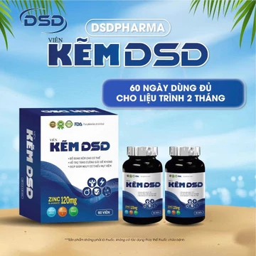 Kẽm DSD 60 Ngày bổ sung kẽm - Viên uống DSD bổ sung Kẽm Biozinc Hộp 2 lọ x 30 viên