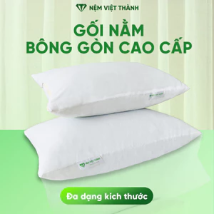 Gối Nằm Gòn Việt Thành 40x60, 50x70, Hút Chân Không, Êm Ái, Nâng Đỡ, Hỗ Trợ Cổ, Khóa Kéo Tiện Lợi.