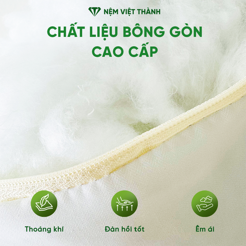 [COMBO KHUYẾN MÃI] Gối Nằm Gòn Việt Thành 40x60, 50x70, Hút Chân Không, Êm Ái, Nâng Đỡ, Hỗ Trợ Cổ, Khóa Kéo Tiện Lợi.