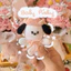 Móc Khoá Len Nhung Puppy Cún Chó Pochacco Trắng Đen Đốm Đội Mũ Handmade Dễ Thương