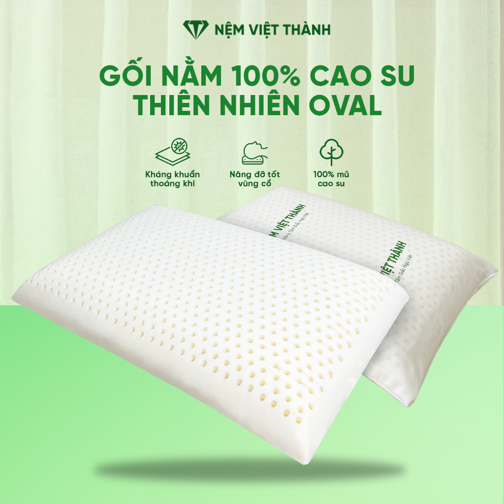 [Combo Khuyến Mãi] Gối Nằm Cao Su Thiên Nhiên OVAL Việt Thành Cao Cấp, Thoáng Khí, Nâng Đỡ, Bảo Vệ Sức Khoẻ Người Nằm.