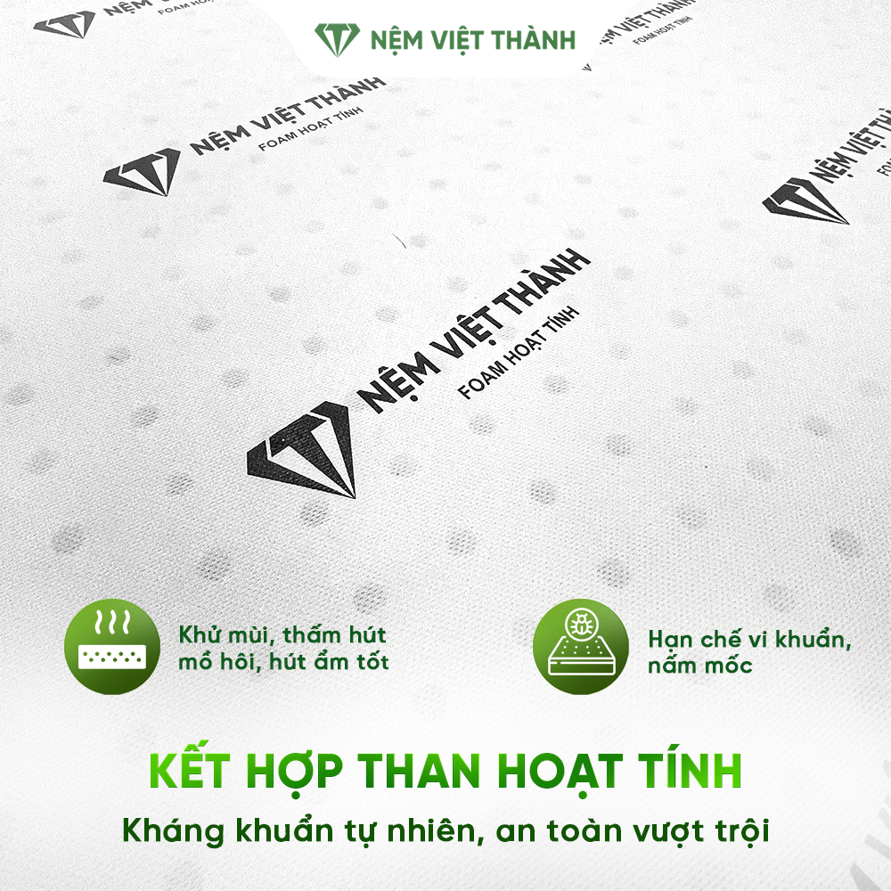 [MUA 1 TẶNG 7] Nệm Foam LIVING Hoạt Tính Gấp 3 Việt Thành, Bảo Vệ Sức Khoẻ, Nâng Đỡ, Đàn Hồi, Kháng Khuẩn, Tiện Lợi.