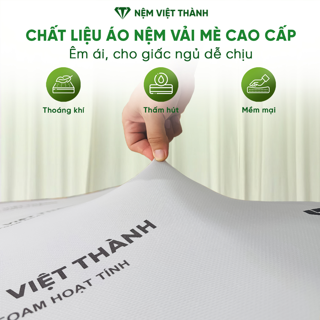 [MUA 1 TẶNG 7] Nệm Foam LIVING Hoạt Tính Gấp 3 Việt Thành, Bảo Vệ Sức Khoẻ, Nâng Đỡ, Đàn Hồi, Kháng Khuẩn, Tiện Lợi.