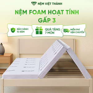 Nệm Foam LIVING Hoạt Tính Gấp 3 Việt Thành, Bảo Vệ Sức Khoẻ, Nâng Đỡ, Đàn Hồi, Kháng Khuẩn, Tiện Lợi.