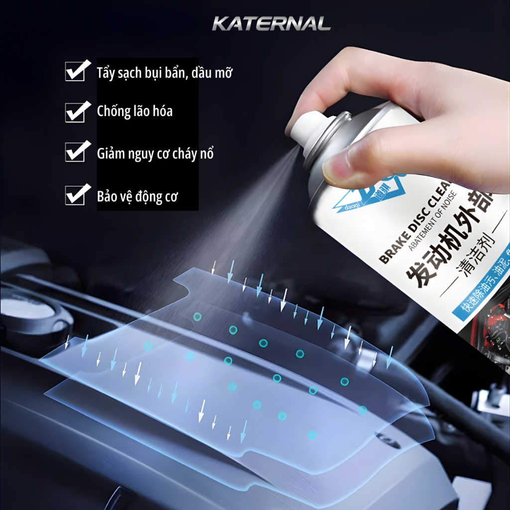 Dung Dịch Xịt Vệ Sinh Khoang Máy 450ml – Tẩy Sạch Dầu Mỡ Động Cơ Ô Tô Xe Máy, Không Cần Rửa Nước