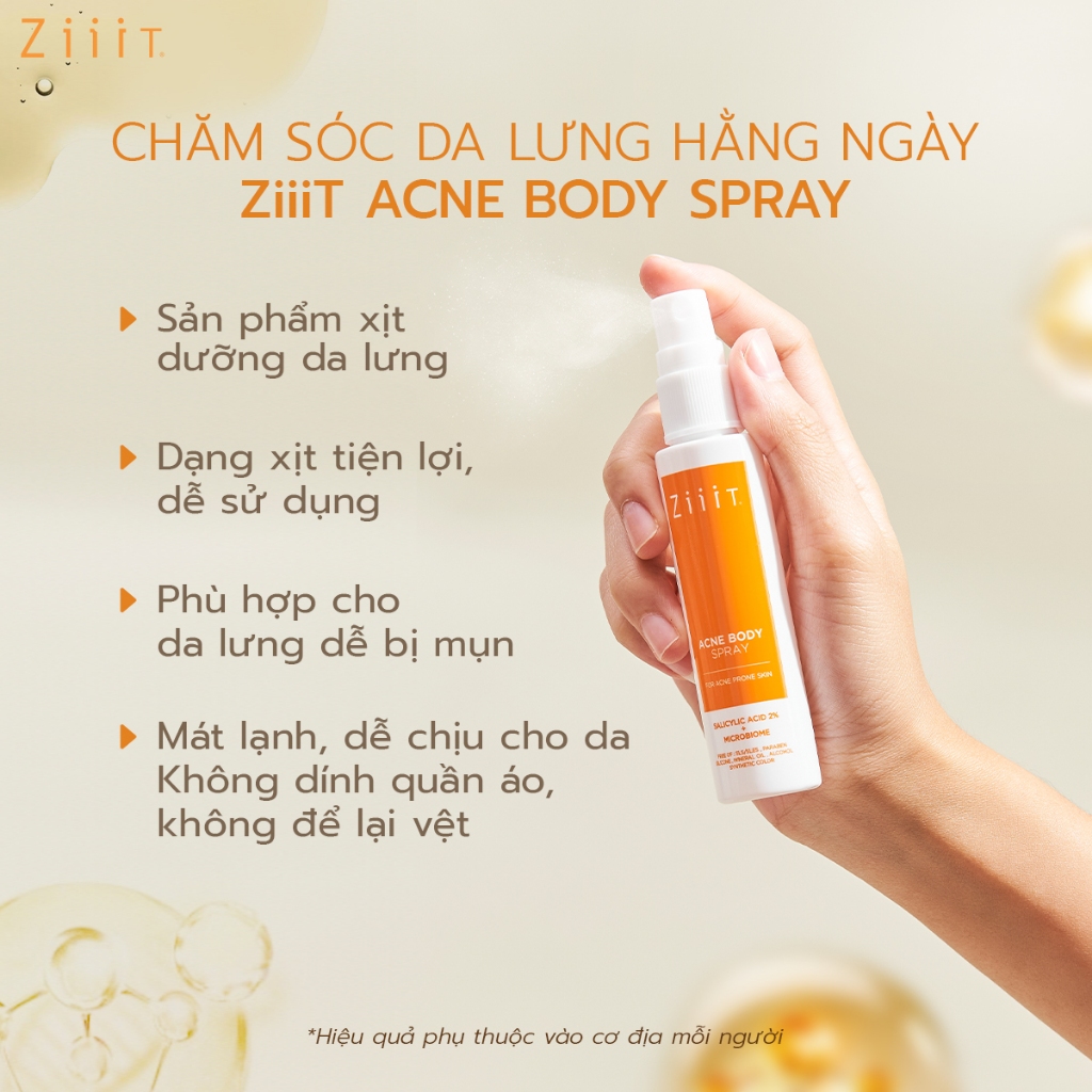 Combo 3 Chai Xịt Giảm Mụn Lưng BHA Kháng Khuẩn, Giảm Viêm Nang Lông Cho Da Nhạy Cảm ZiiiT 20ml
