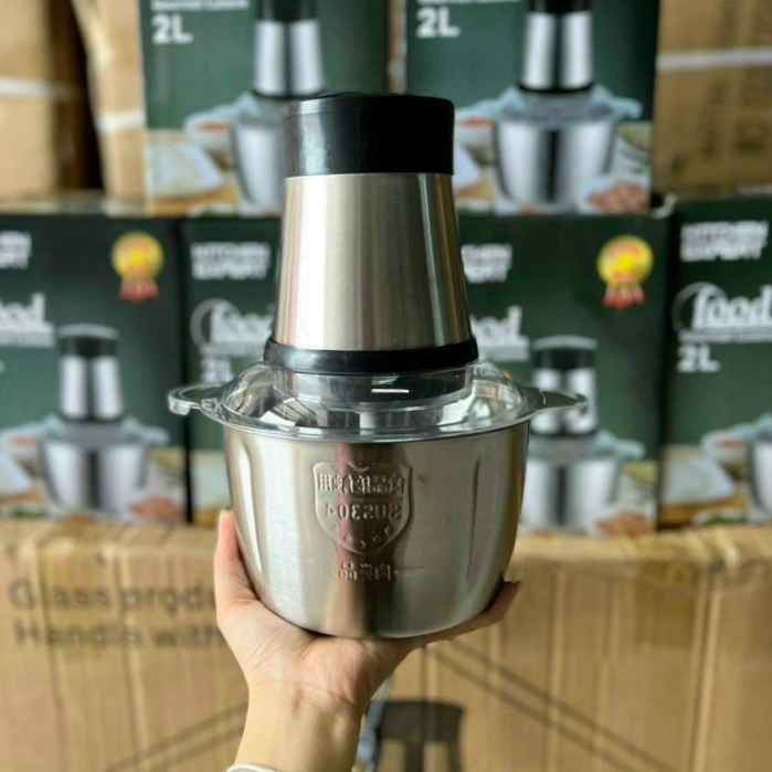 Máy xay thịt đa năng cối inox 2L cao cấp công suất 250W xay thịt cá rau củ tỏi ớt tiện lợi