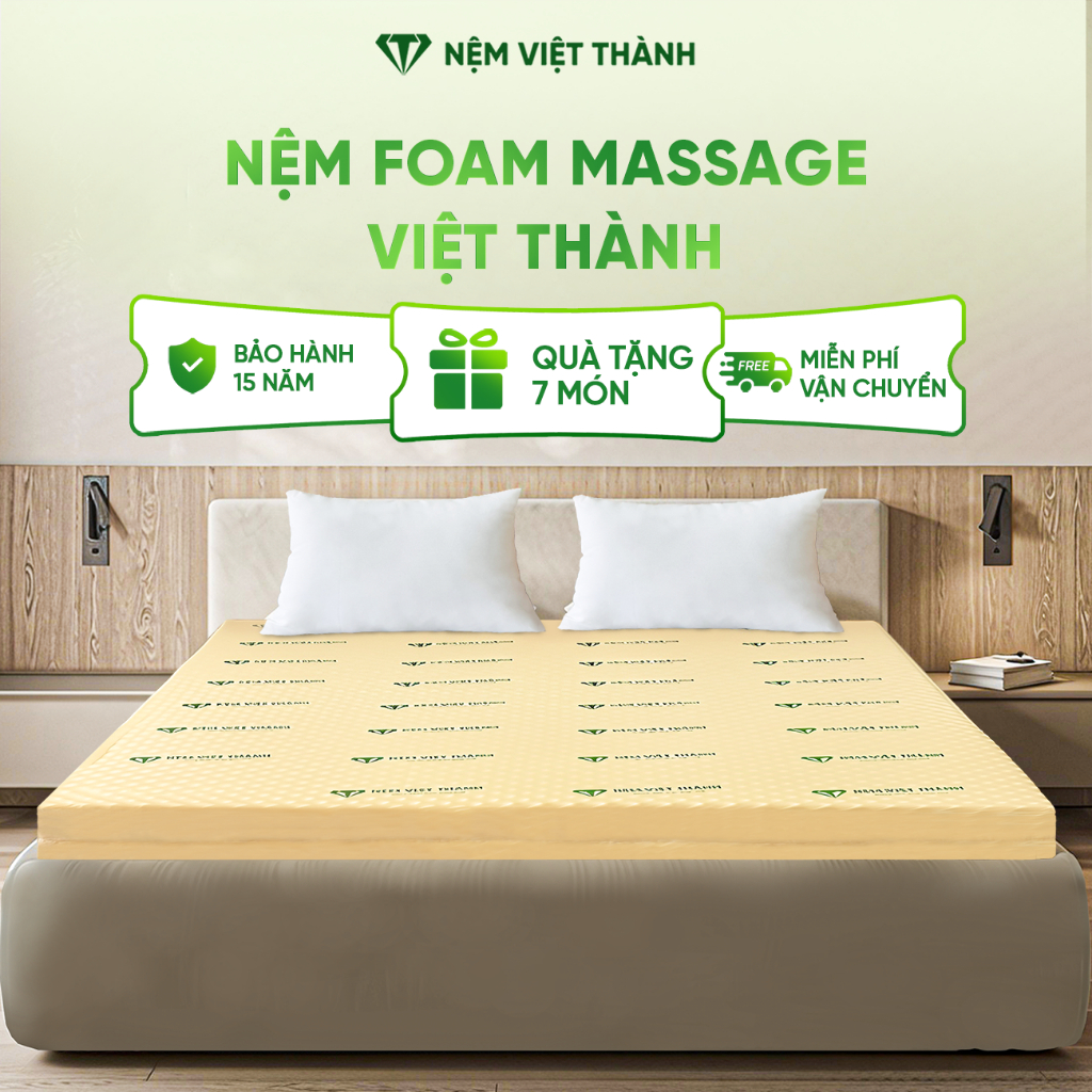 [MUA 1 TẶNG 7] Nệm Foam Massage Việt Thành Nguyên Tấm, Nâng Đỡ Cơ Thể, Đàn Hồi, Êm Ái, Hỗ Trợ Xương Khớp Tốt.