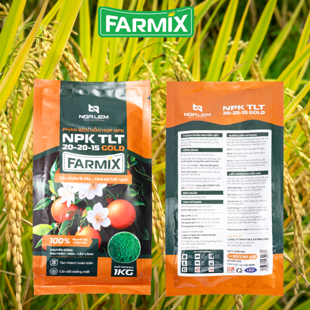 Phân Bón NPK 20-20-15 Gold Farmix – Dinh Dưỡng Cân Đối Cho Cây Khỏe Toàn Diện (1KG)