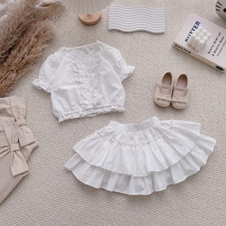 Quần áo trẻ em, Set thô hè bé gái trắng kem áo và chân váy xòe 9-26kg S2131 |Tiểu Yến KID
