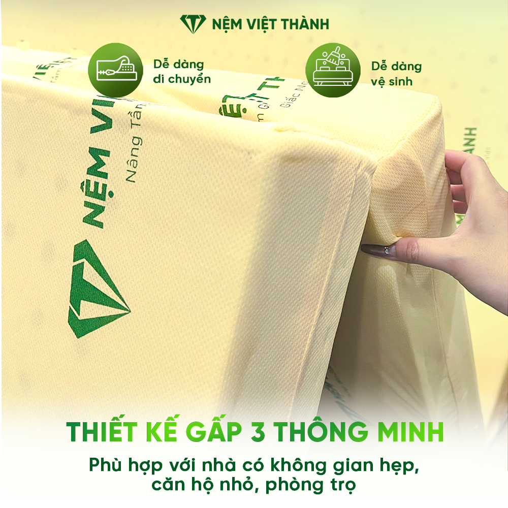 [MUA 1 TẶNG 7] Nệm Foam Gấp 3 VITA Việt Thành Cao Cấp, Thành Phần Thông Thoáng, Gấp Gọn, Tối Ưu Diện Tích, Nâng Đỡ Tốt.