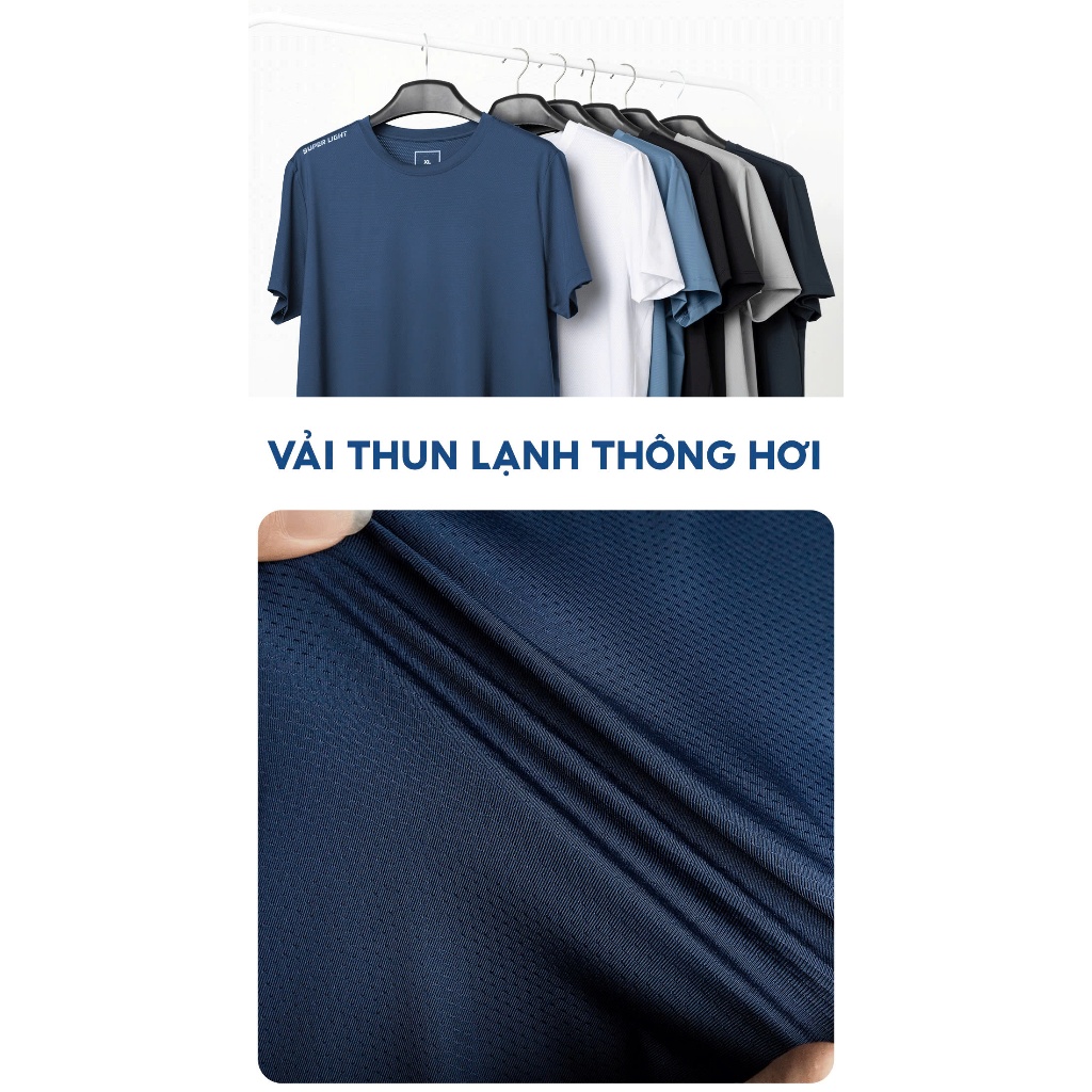 Áo thun nam cổ tròn áo phông ngắn tay thể thao XUZI vải thun lạnh coolmax co dãn 4 chiều thông thoáng lỗ kim siêu mát.