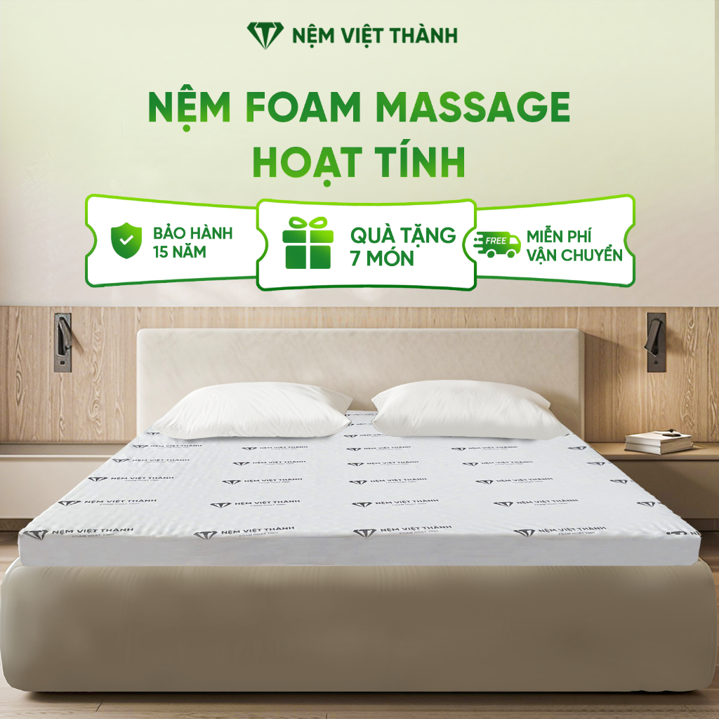 [MUA 1 TẶNG 7] Nệm Foam Massage Hoạt Tính Việt Thành Ưu Việt, Foam Nâng Đỡ, Kháng Khuẩn, Khử Mùi, Tốt Sức Khỏe Người Nằm