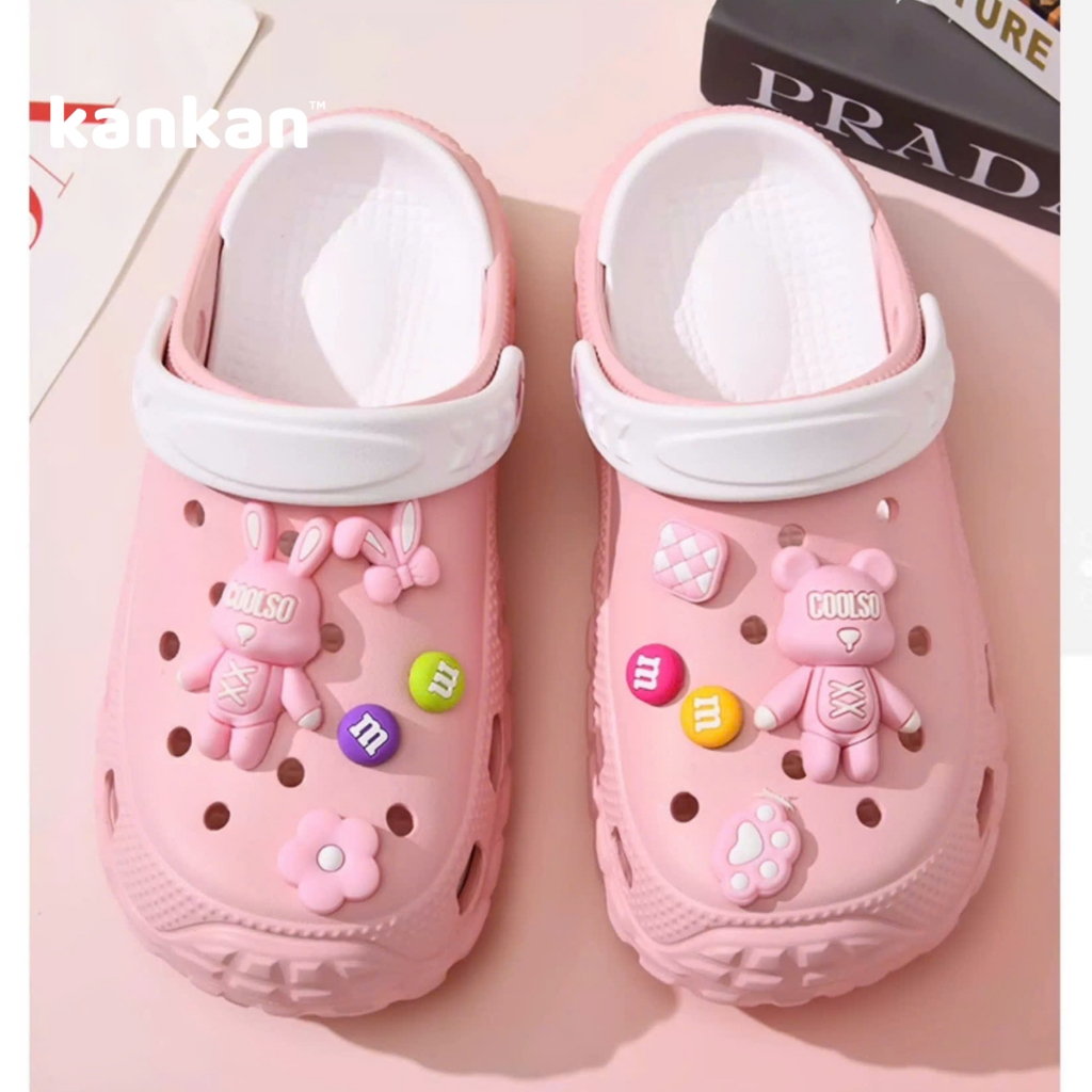 Sục Cho Bé Gái KanKanStore Dép Sục Có Quai Tặng Kèm Sticker Nổi KA133