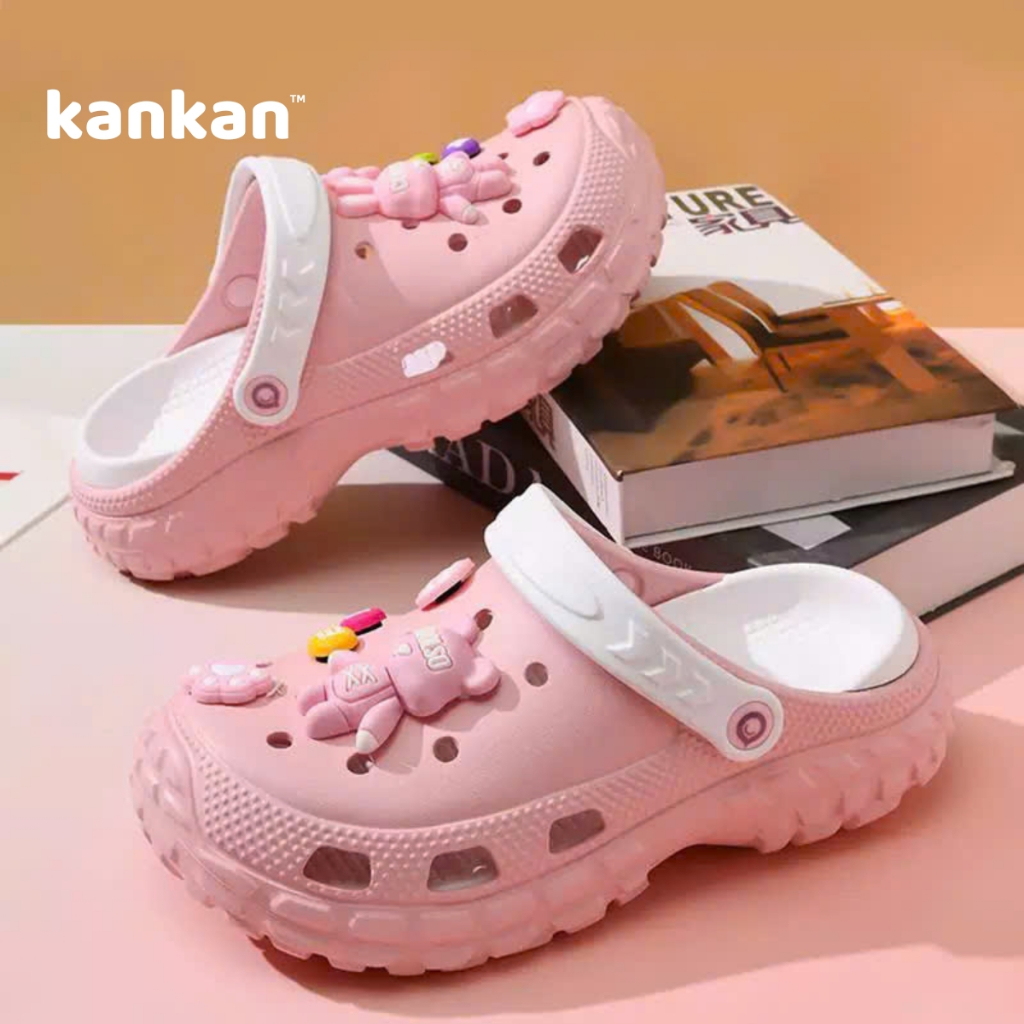Sục Cho Bé Gái KanKanStore Dép Sục Có Quai Tặng Kèm Sticker Nổi KA133