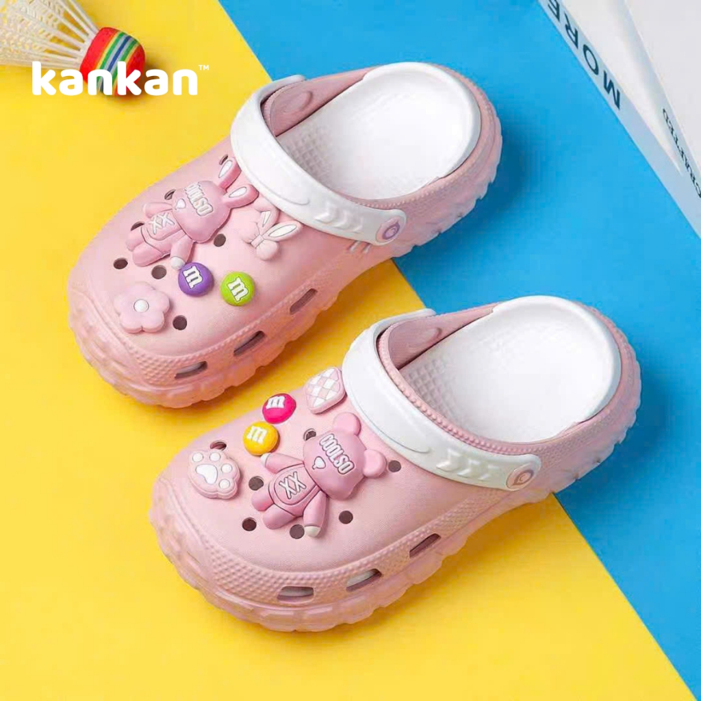 Sục Cho Bé Gái KanKanStore Dép Sục Có Quai Tặng Kèm Sticker Nổi KA133