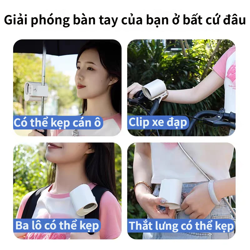 Quạt kẹp mini tốc độ cao|100 Cấp Gió | Pin 3000mAh |360°Điều Chỉnh Hướng Gió |Kẹp Đa Năng (Ômbrella/Xe Đạp/Balo)