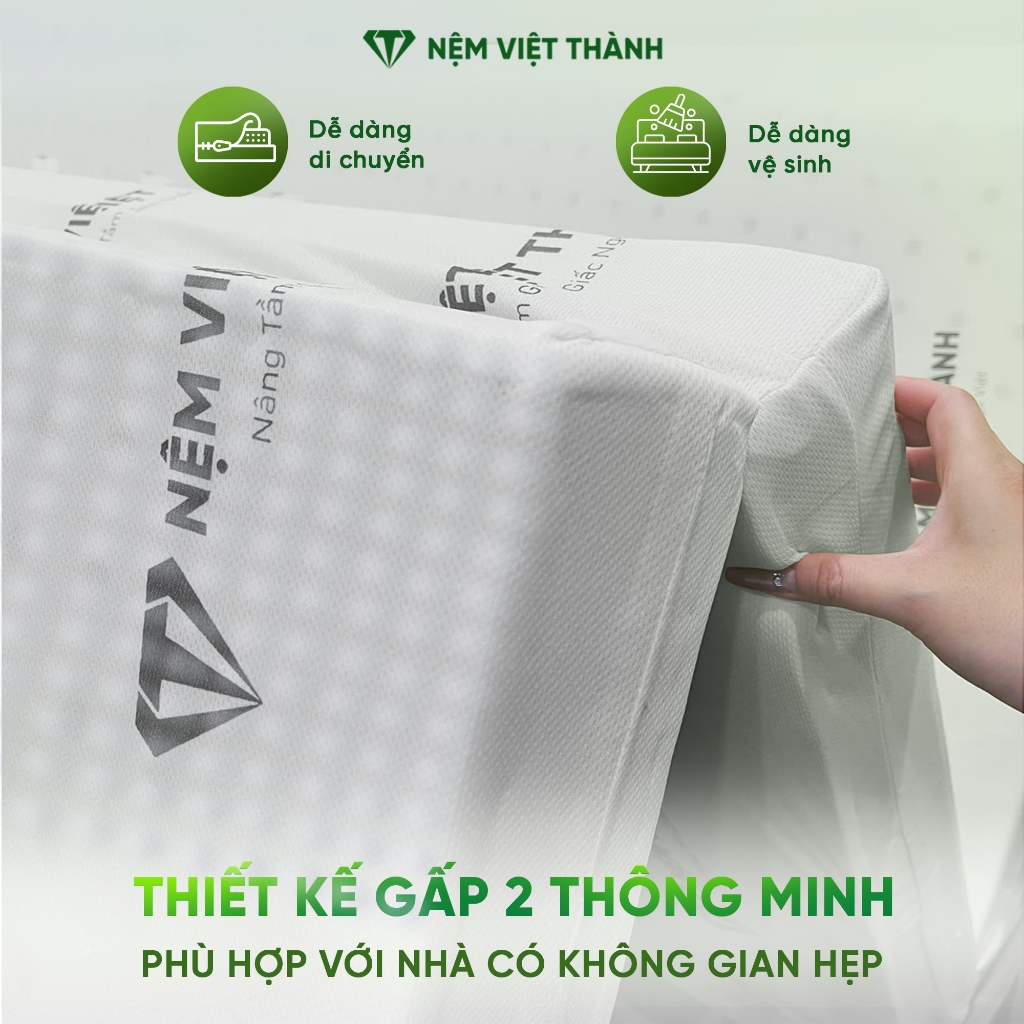 [QUÀ TẶNG CAO CẤP] Nệm Foam Massage Hoạt Tính Gấp 2 Việt Thành, Cấu Trúc Gấp 2 Tối Ưu, Nâng Đỡ, Đàn Hồi, Bảo Vệ Sức Khỏe
