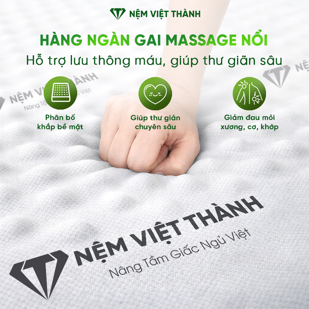 [QUÀ TẶNG CAO CẤP] Nệm Foam Massage Hoạt Tính Gấp 2 Việt Thành, Cấu Trúc Gấp 2 Tối Ưu, Nâng Đỡ, Đàn Hồi, Bảo Vệ Sức Khỏe