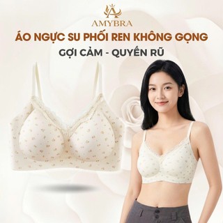 [ MẪU MỚI ] Áo Ngực Đúc Su Hoa Nhí Phối Ren Nữ Tính, Áo Lót Không Gọng Đệm Mỏng Mềm Mại AMYBRA A1846