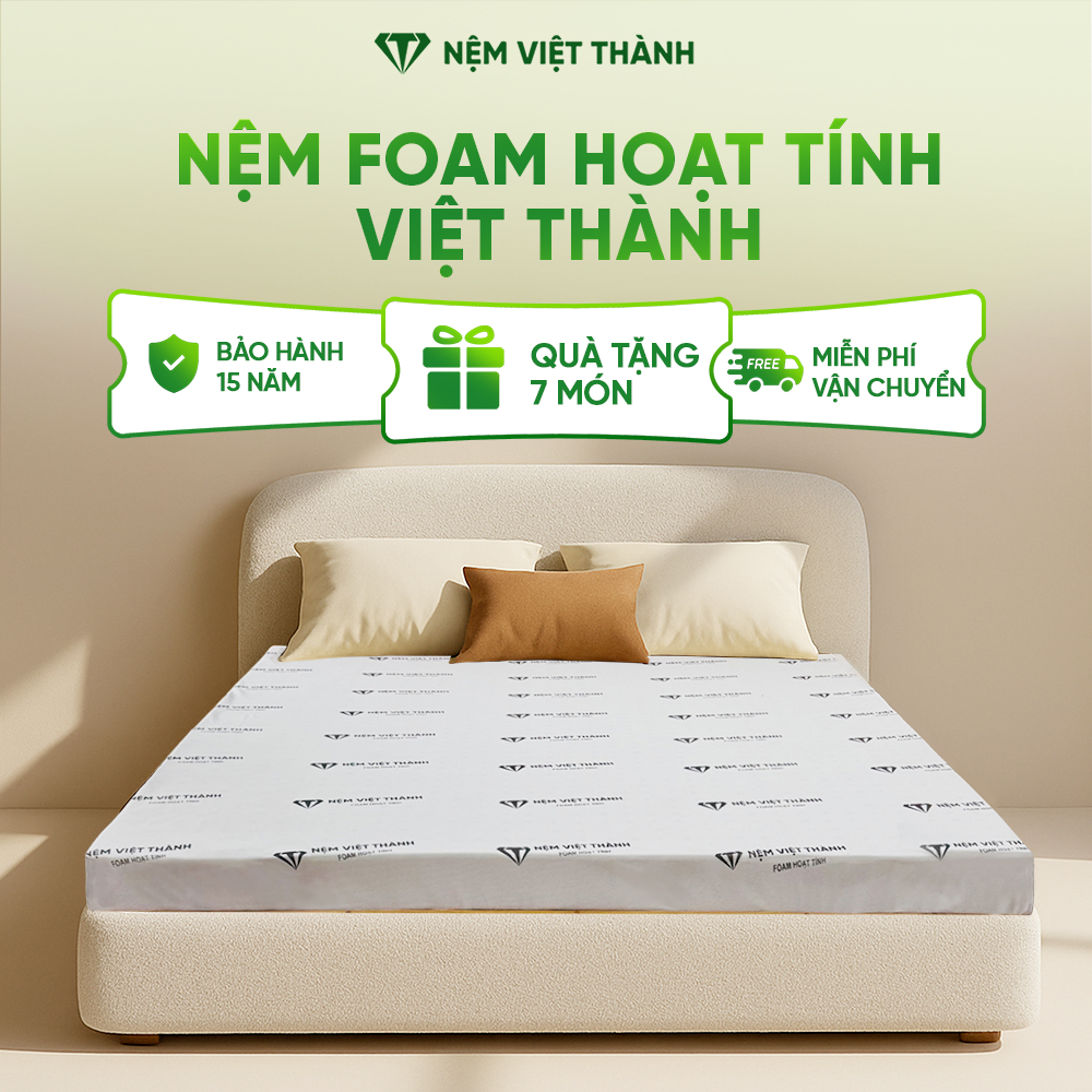 [MUA 1 TẶNG 7 ] Nệm Foam LIVING Hoạt Tinh Việt Thành Cao Cấp, Cao Su Kết Hợp Foam Kháng Khuẩn, Khử Mùi, Chống Nấm Mốc