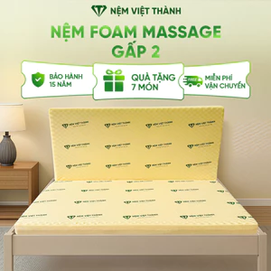 Nệm Foam Gấp 2 Massage Việt Thành Cao Cấp, Foam Kết Hợp Hạt Massage Nâng Đỡ, Đàn Hồi, Hỗ Trợ Xương Khớp.